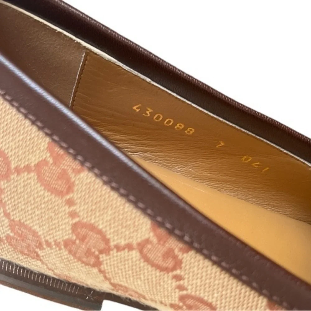 GUCCI Men’s Jordaan Brown GG Canvas Logo Horsebit Loafers Size 7 - Picture 6 of 11